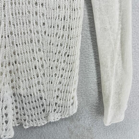 EILEEN FISHER Sweater S Crochet Open Round Neck Pullover Boho White - Picture 10 of 14